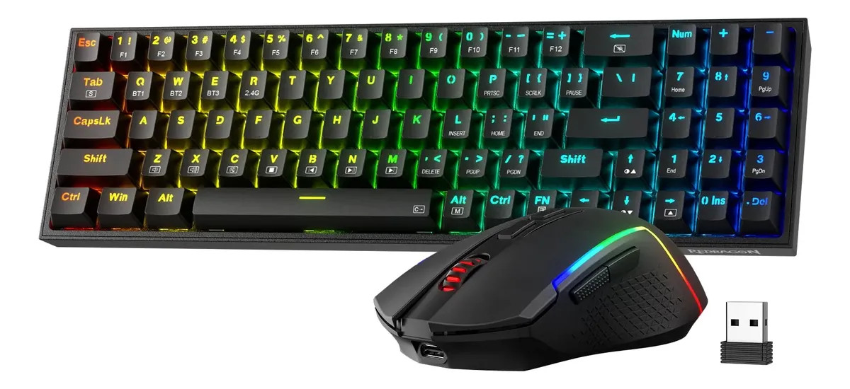 Kit Teclado e Mouse RGB Wireless